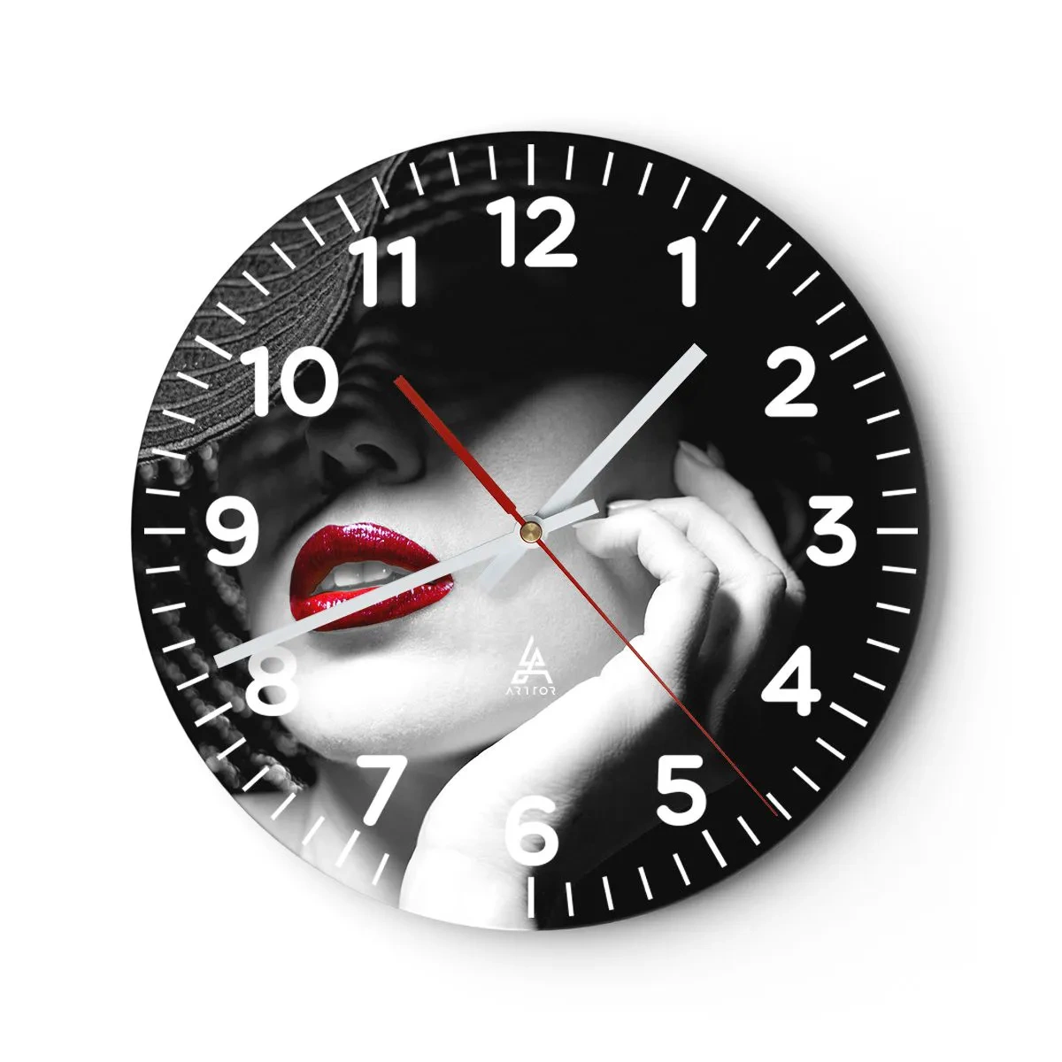 Reloj de pared - Reloj de vidrio - Estudio en escarlata - 30x30 cm