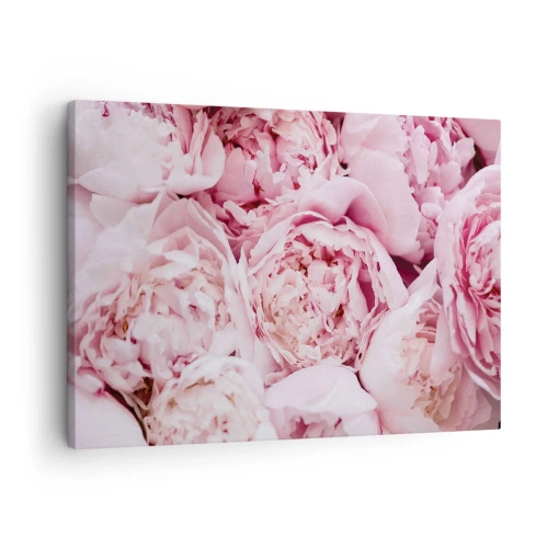 Cuadro sobre lienzo - Impresión de Imagen - Un primer plano de un ramo de peonías rosas. - 70x50cm - Cálido y fragante - Decoración de pared moderna para salón y dormitorio ARTTOR