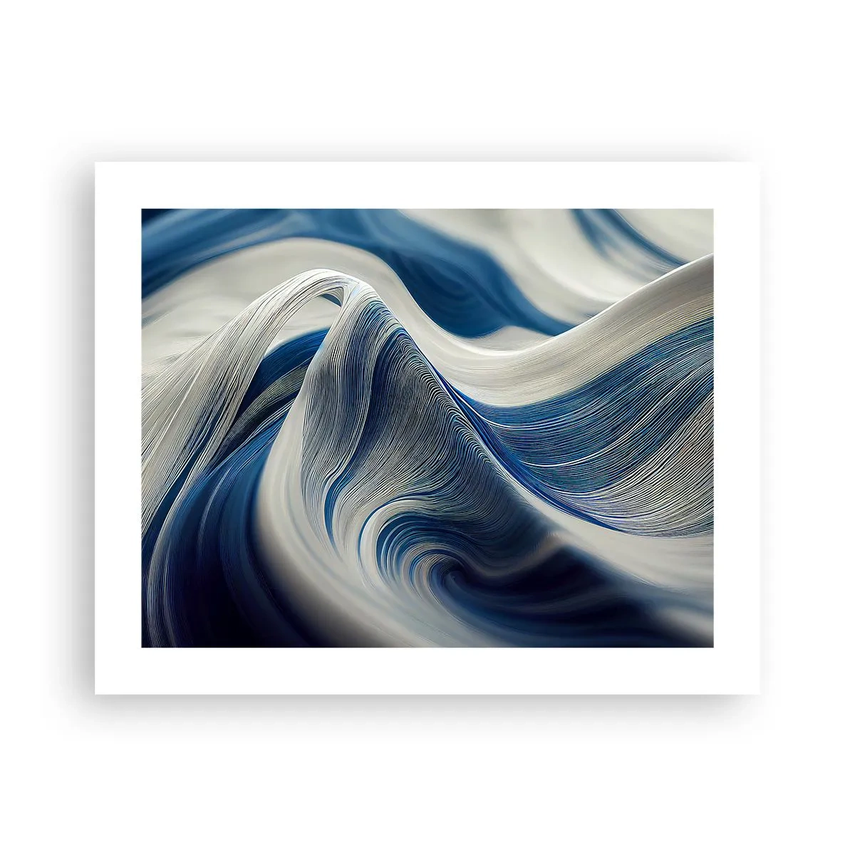 Póster - Fluidez de azul y blanco - 50x40 cm