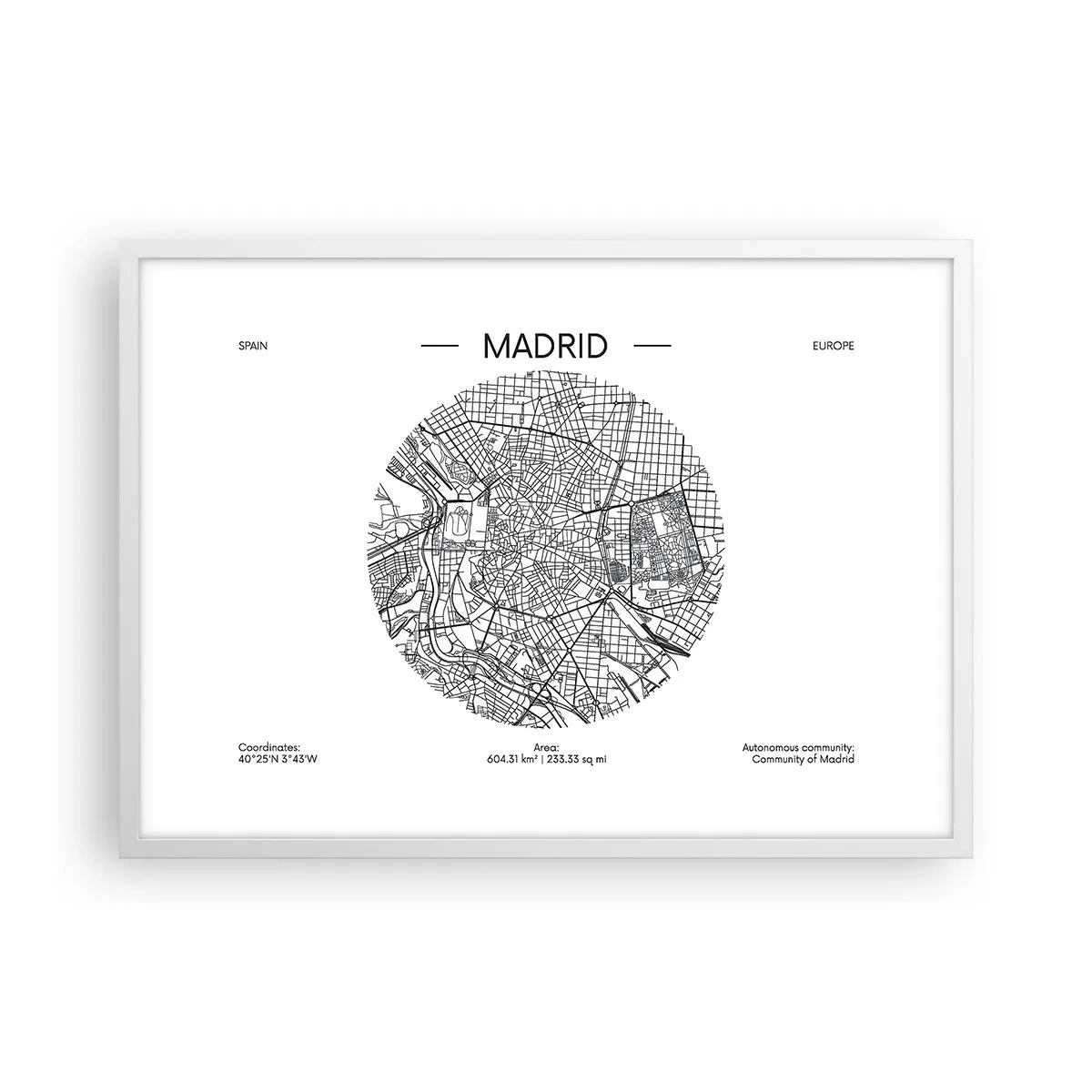 Póster en marco blanco - Anatomía de Madrid - 70x50 cm