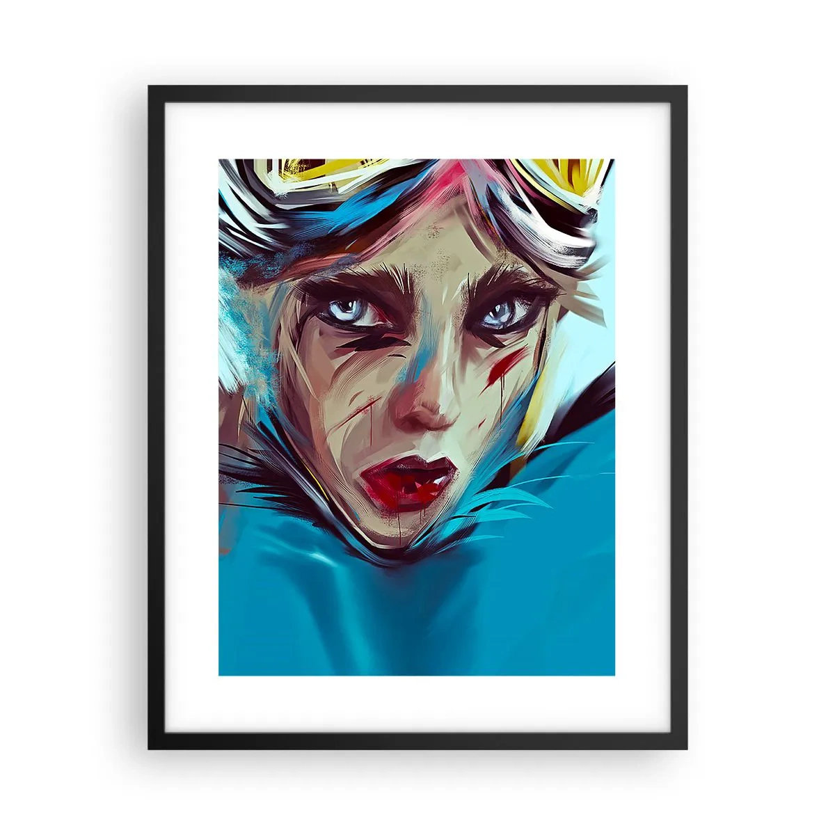 Póster en marco negro - Guerrera colorida - 40x50 cm