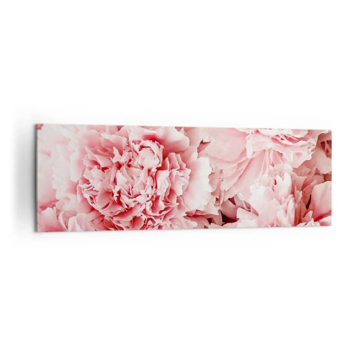 Cuadro sobre lienzo - Impresión de Imagen - Peonías rosas sutiles en un entorno delicado. - 160x50cm - Sueño rosa - Decoración de pared moderna para salón y dormitorio ARTTOR