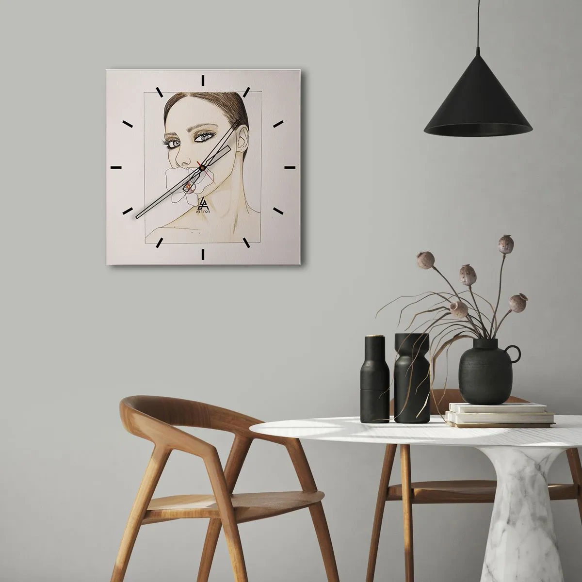 Reloj de pared - Reloj de vidrio - Elegancia y belleza - 40x40 cm