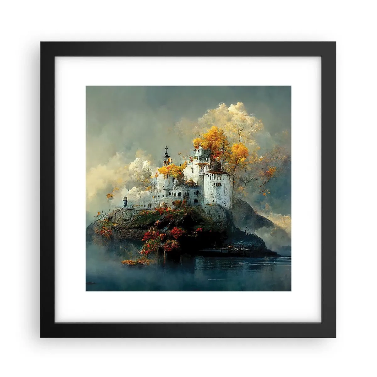 Póster en marco negro - El comienzo de una historia romántica - 30x30 cm