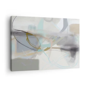 Cuadro sobre lienzo - Impresión de Imagen - Abstracción pastel con líneas delicadas. - 70x50cm - Abstracción brumosa - Decoración de pared moderna para salón y dormitorio ARTTOR