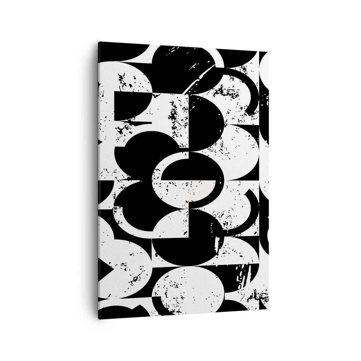 Cuadro sobre lienzo - Impresión de Imagen - Patrón geométrico abstracto en blanco y negro con efecto vintage. - 70x100cm - El blanco es blanco y el negro es negro - Decoración de pared moderna para salón y dormitorio ARTTOR