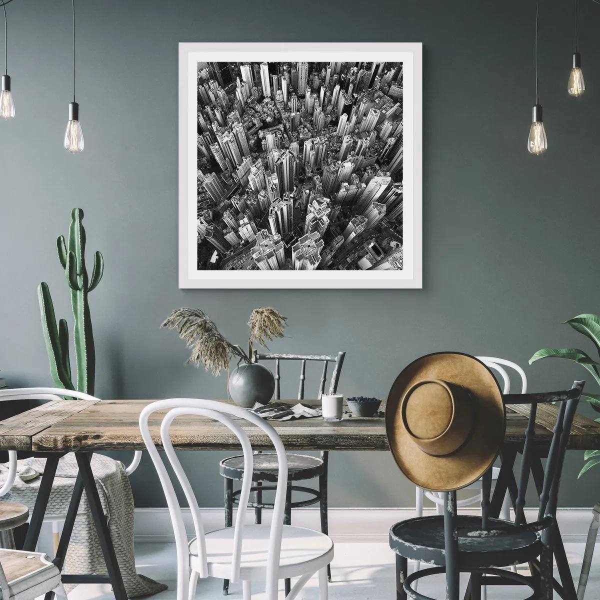 Póster en marco blanco - Cada vez más alto - 60x60 cm