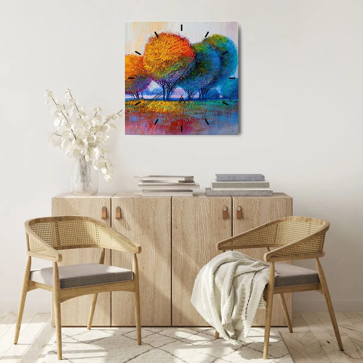 Reloj de pared - Reloj de vidrio - Un conjunto de colores llamativos - 40x40 cm