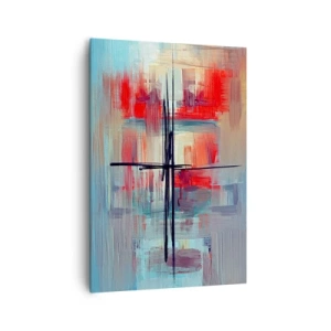 Cuadro sobre lienzo - Impresión de Imagen - Una composición abstracta con colores intensos, líneas y formas geométricas. - 70x100cm - Paisaje en una dimensión desconocida - Decoración de pared moderna para salón y dormitorio ARTTOR