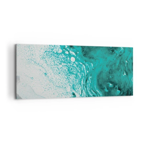 Cuadro sobre lienzo - Impresión de Imagen - Composición abstracta en tonos turquesa sobre fondo blanco. - 120x50cm - Disolución en blanco y turquesa - Decoración de pared moderna para salón y dormitorio ARTTOR