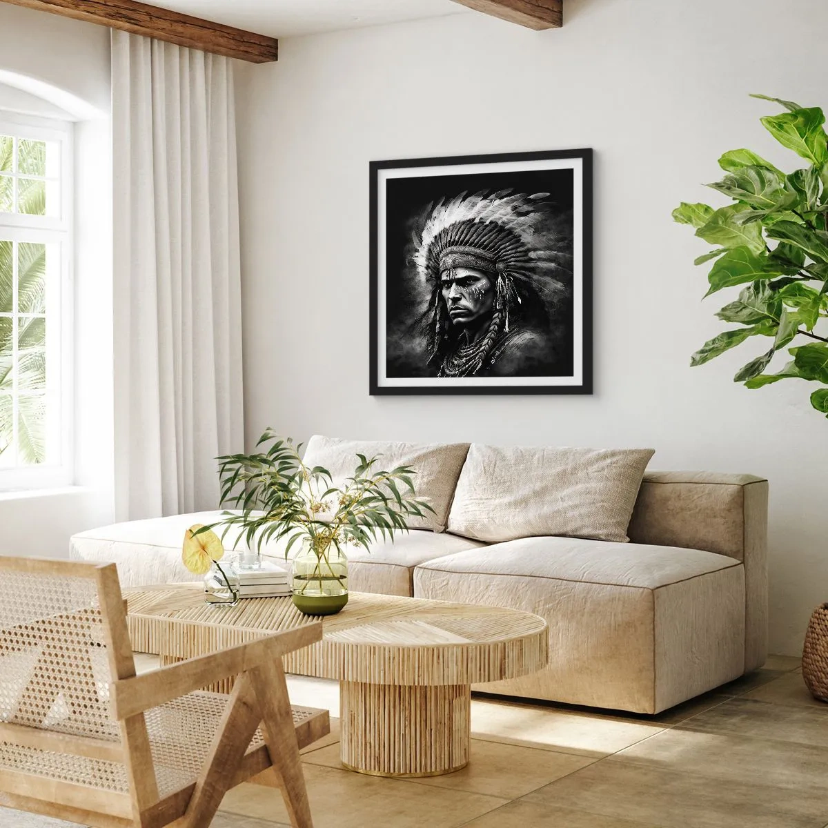 Póster en marco negro - Líder y guerrero - 30x30 cm