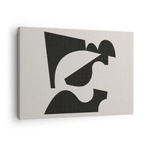 Cuadro sobre lienzo - Impresión de Imagen - Composición geométrica abstracta en blanco y negro - 70x50cm - Para automontaje - Decoración de pared moderna para salón y dormitorio ARTTOR