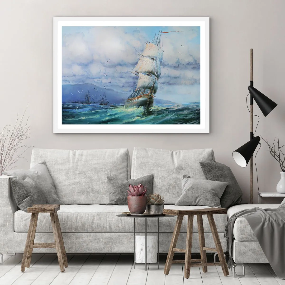 Póster en marco blanco - Viento en popa - 70x50 cm
