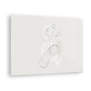 Cuadro sobre vidrio - Impresiones sobre Vidrio - Retrato abstracto en tonos blancos - 70x50cm - La espiral de la belleza - Decoración de pared moderna para salón y dormitorio ARTTOR