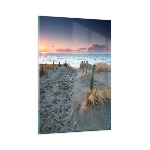 Cuadro sobre vidrio - Impresiones sobre Vidrio - Camino que conduce a la playa al atardecer - 80x120cm - Se derramó un arco iris de luminosidad.... - Decoración de pared moderna para salón y dormitorio ARTTOR