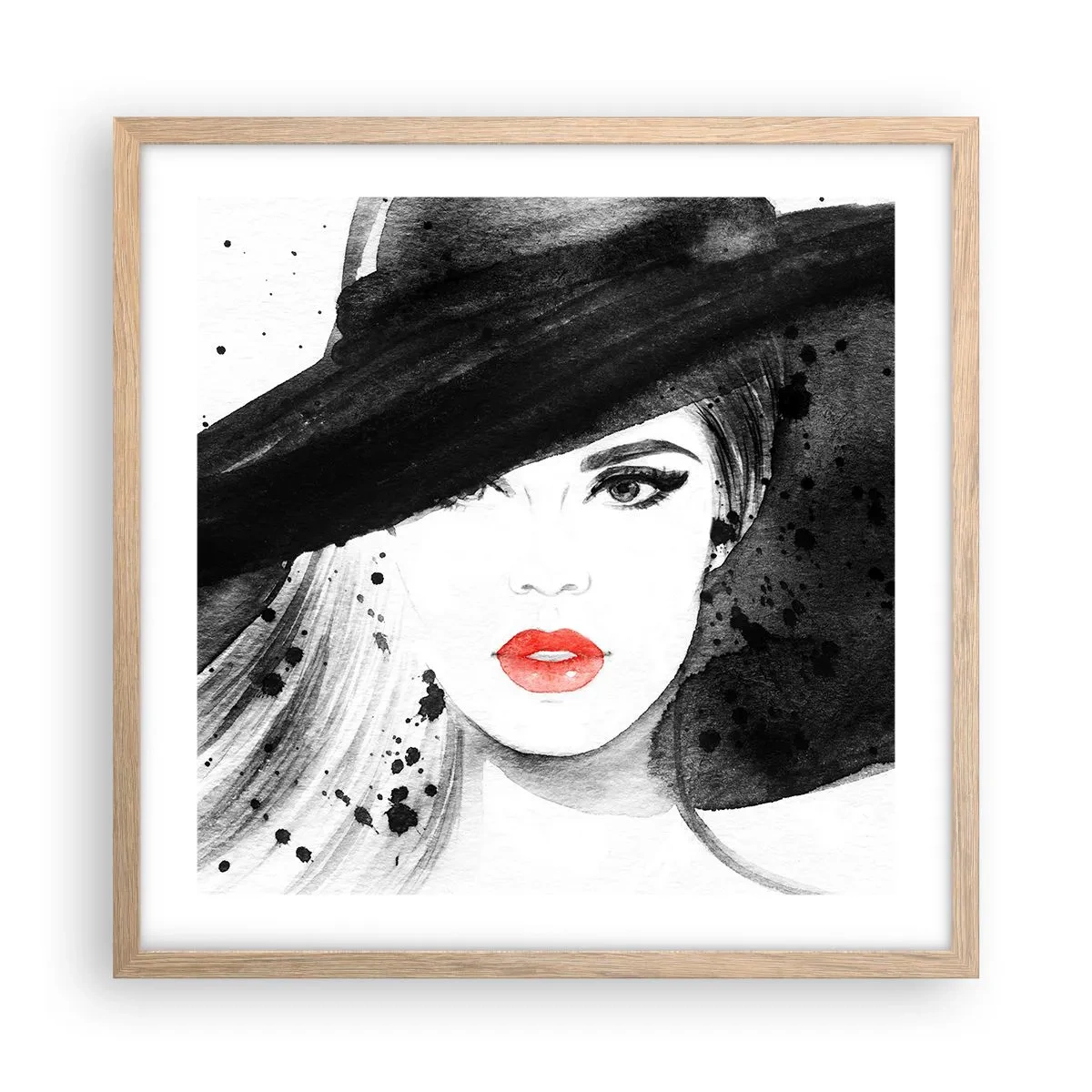 Póster en marco roble claro - Dama de negro - 50x50 cm