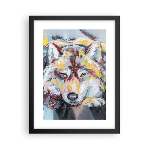 Póster en marco negro - Pinceladas de lobo - 30x40 cm