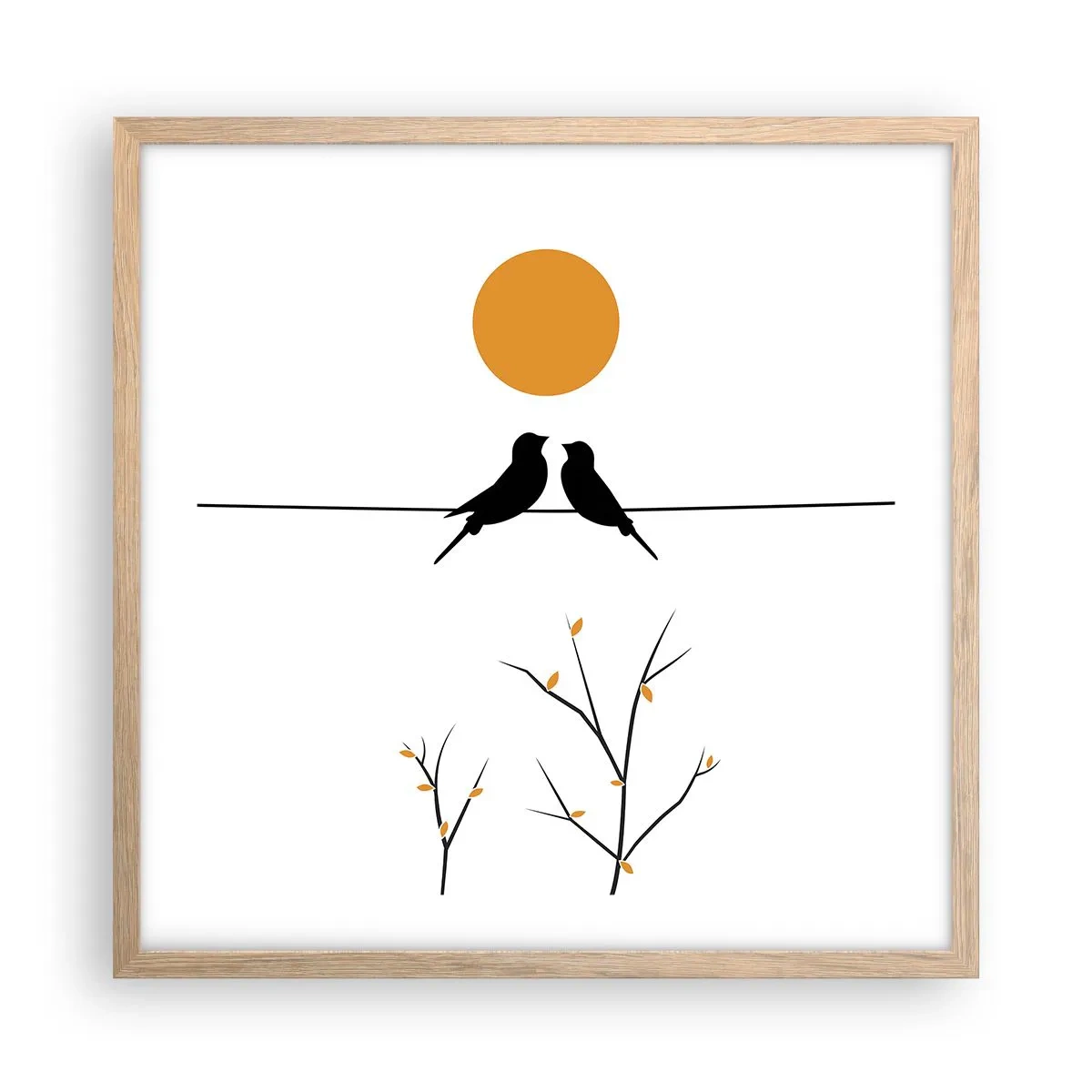 Póster en marco roble claro - Noche de ruiseñores - 50x50 cm