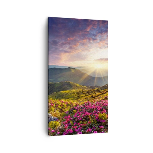 Cuadro sobre lienzo - Impresión de Imagen - La frescura de una mañana de montaña - 45x80 cm