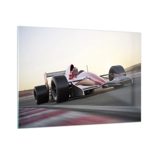 Cuadro sobre vidrio - Impresiones sobre Vidrio - Fórmula 1 en la pista de carreras - 100x70cm - Siempre el ganador - Decoración de pared moderna para salón y dormitorio ARTTOR