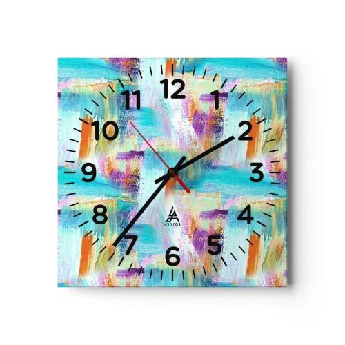 Reloj de pared - Reloj de vidrio - Un alegre traductor de garabatos - 30x30 cm