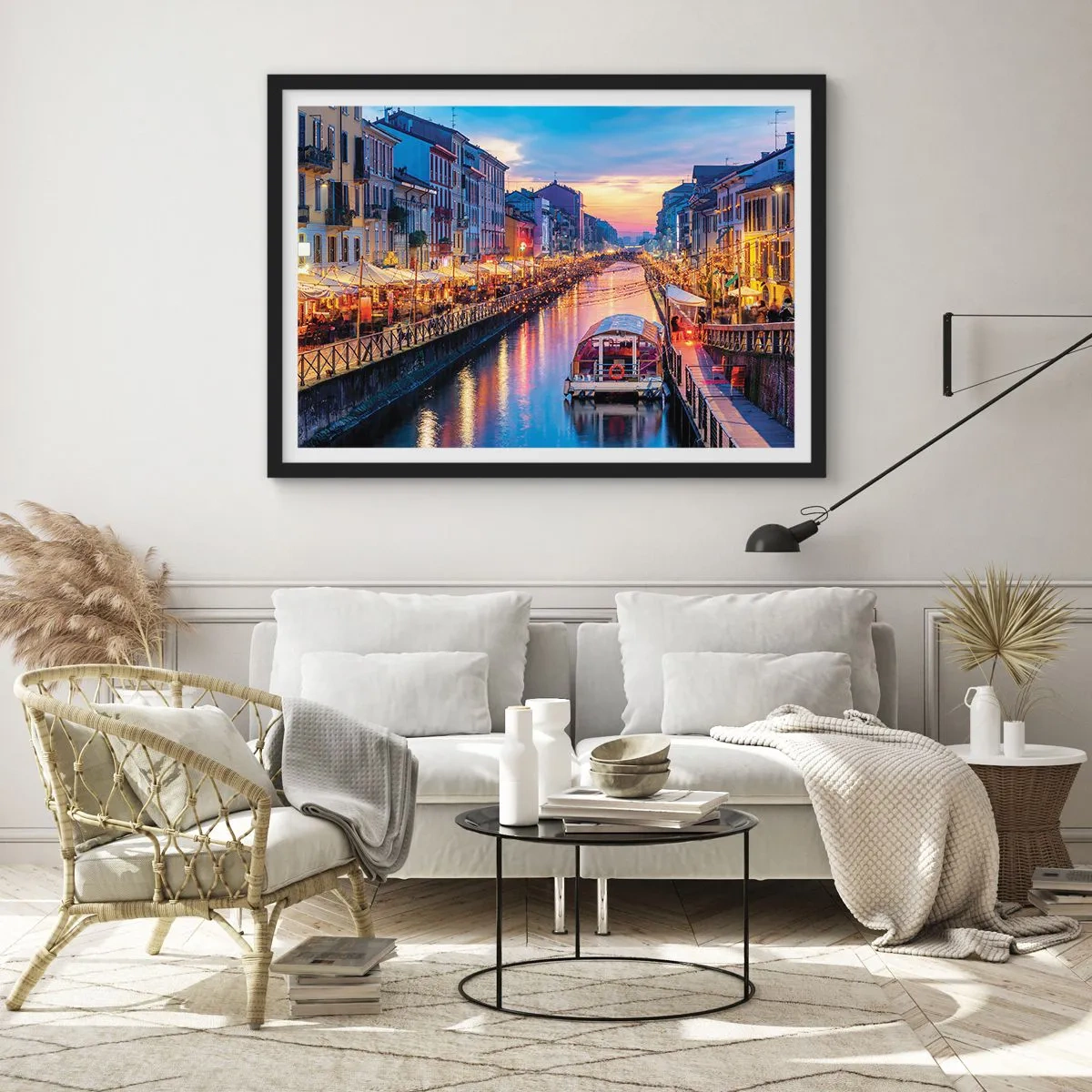 Póster en marco negro - Una noche de luz y diversión - 50x40 cm