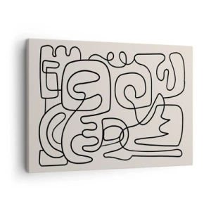 Cuadro sobre lienzo - Impresión de Imagen - Patrón de arte lineal abstracto en negro sobre un fondo claro - 70x50cm - El camino correcto - Decoración de pared moderna para salón y dormitorio ARTTOR