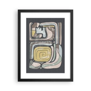 Póster en marco negro - Abstracción con espíritu precolombino - 30x40 cm