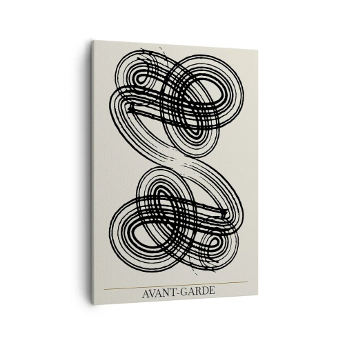 Cuadro sobre lienzo - Impresión de Imagen - Líneas negras abstractas sobre fondo claro en estilo vanguardista. - 50x70cm - Salió espontáneamente - Decoración de pared moderna para salón y dormitorio ARTTOR