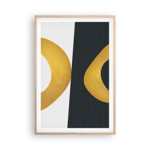 Póster en marco roble claro - Blanco, negro, dorado - 61x91 cm
