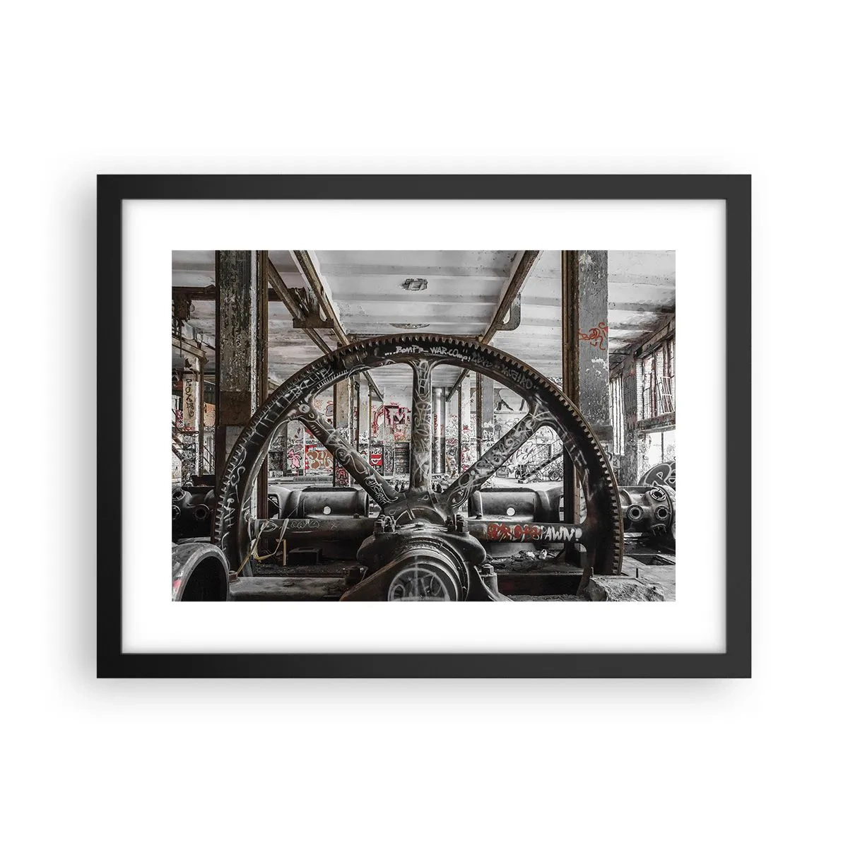 Póster en marco negro - La vida secreta de una fábrica - 40x30 cm