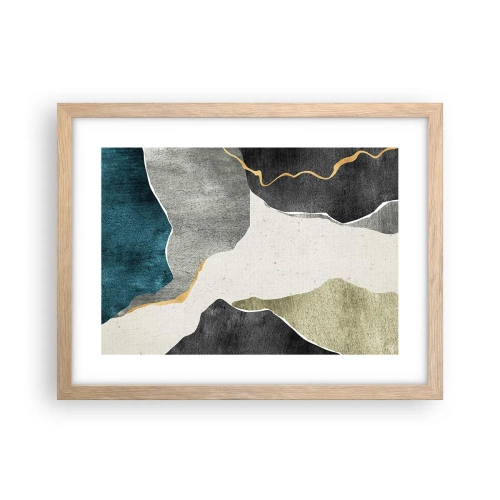 Póster en marco roble claro - Composición en mosaico con una hebra de oro - 40x30 cm