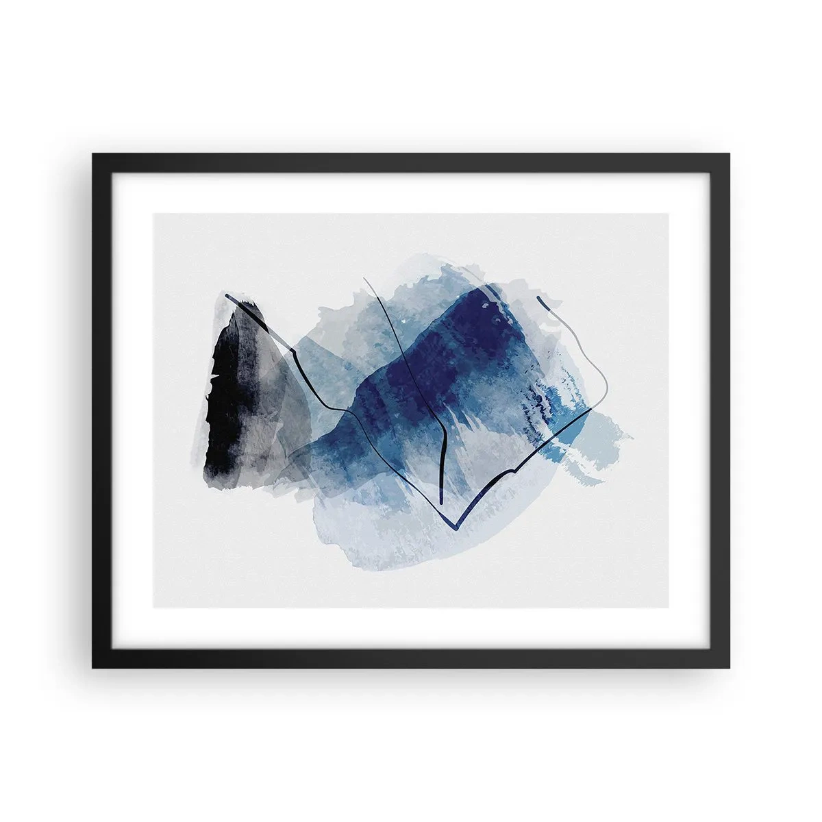 Póster en marco negro - Montaña helada - 50x40 cm