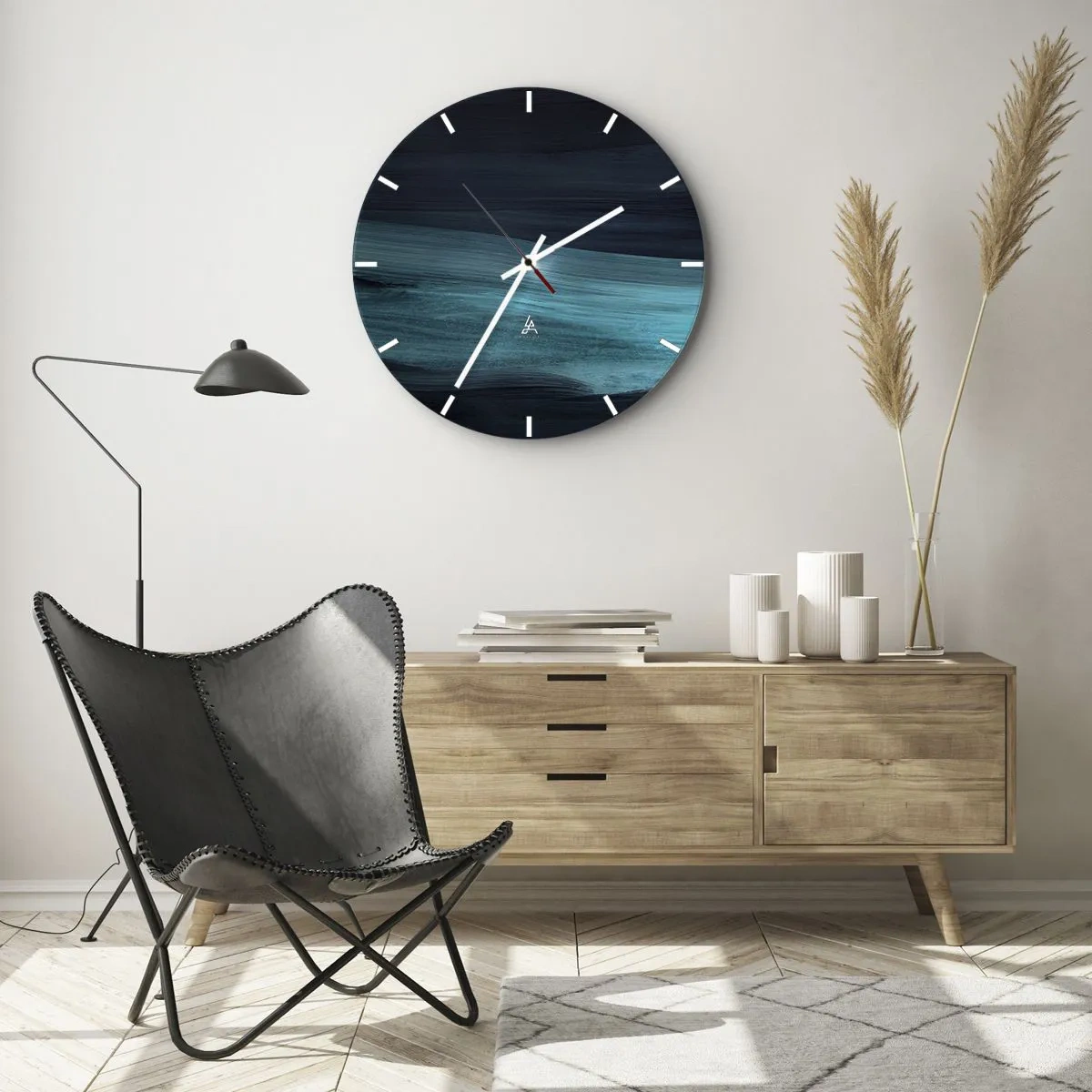 Reloj de pared - Reloj de vidrio - Nadar con la corriente - 30x30 cm