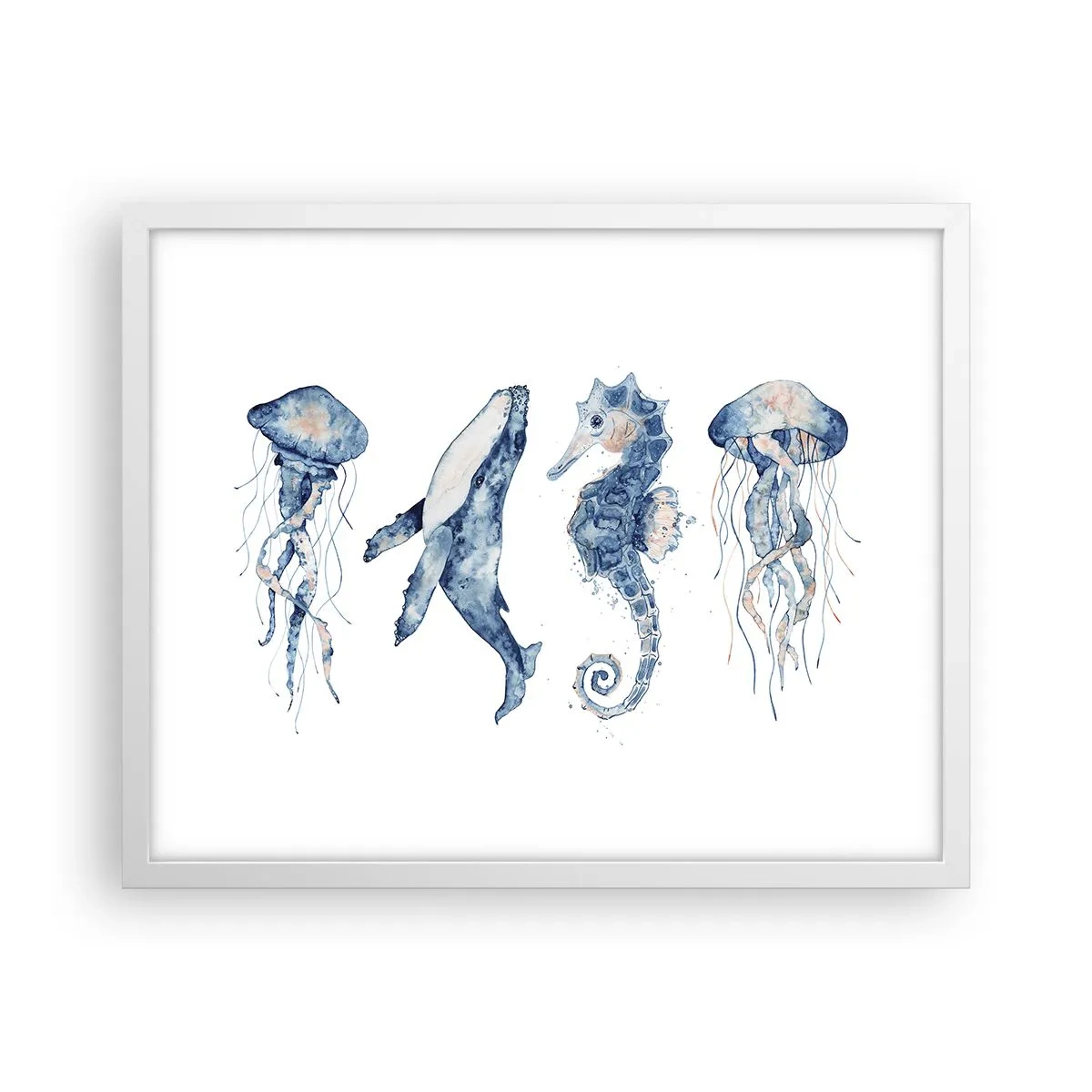 Póster en marco blanco - Fauna marina - 50x40 cm