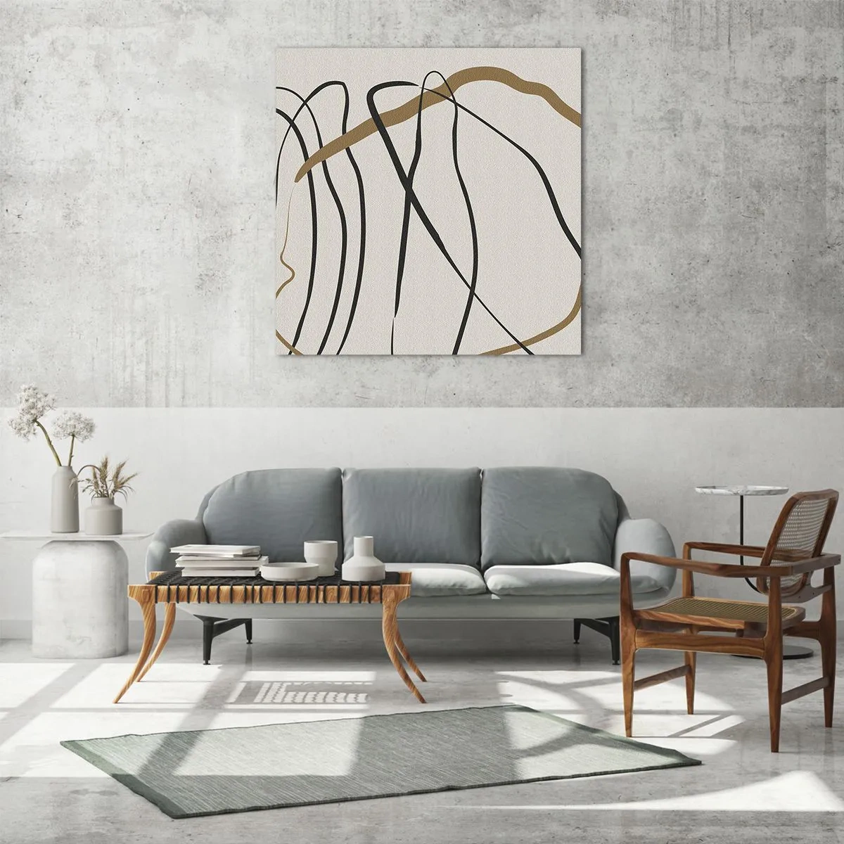 Cuadro sobre vidrio - Impresiones sobre Vidrio - Composición: danza lineal - 40x40 cm