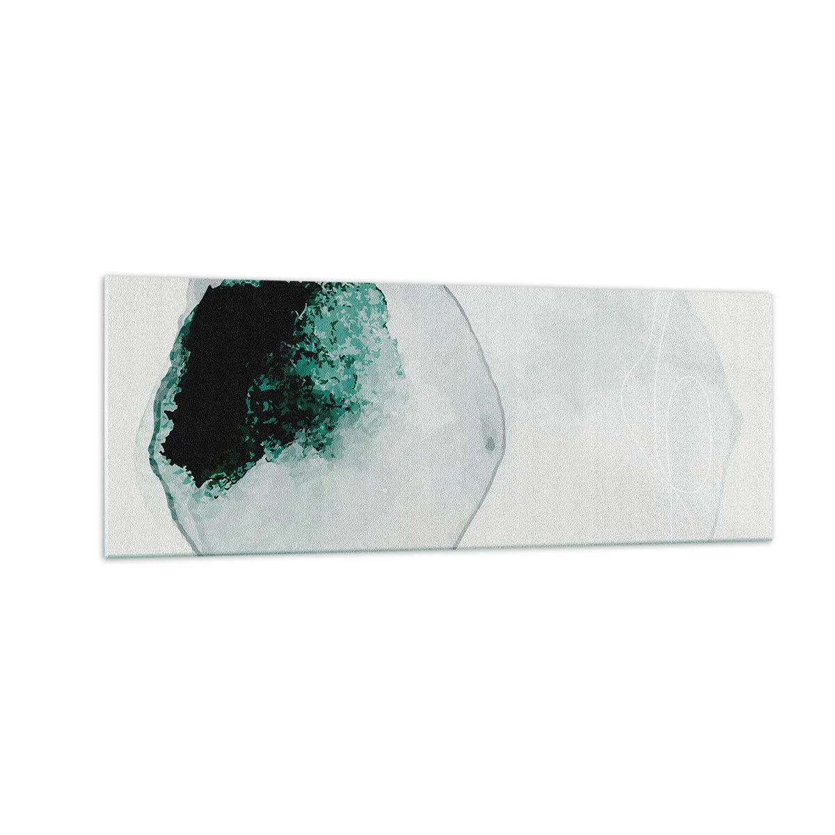 Cuadro sobre vidrio - Impresiones sobre Vidrio - Gota de agua abstracta con tonos de verde y negro. - 140x50cm - En una gota de agua - Decoración de pared moderna para salón y dormitorio ARTTOR