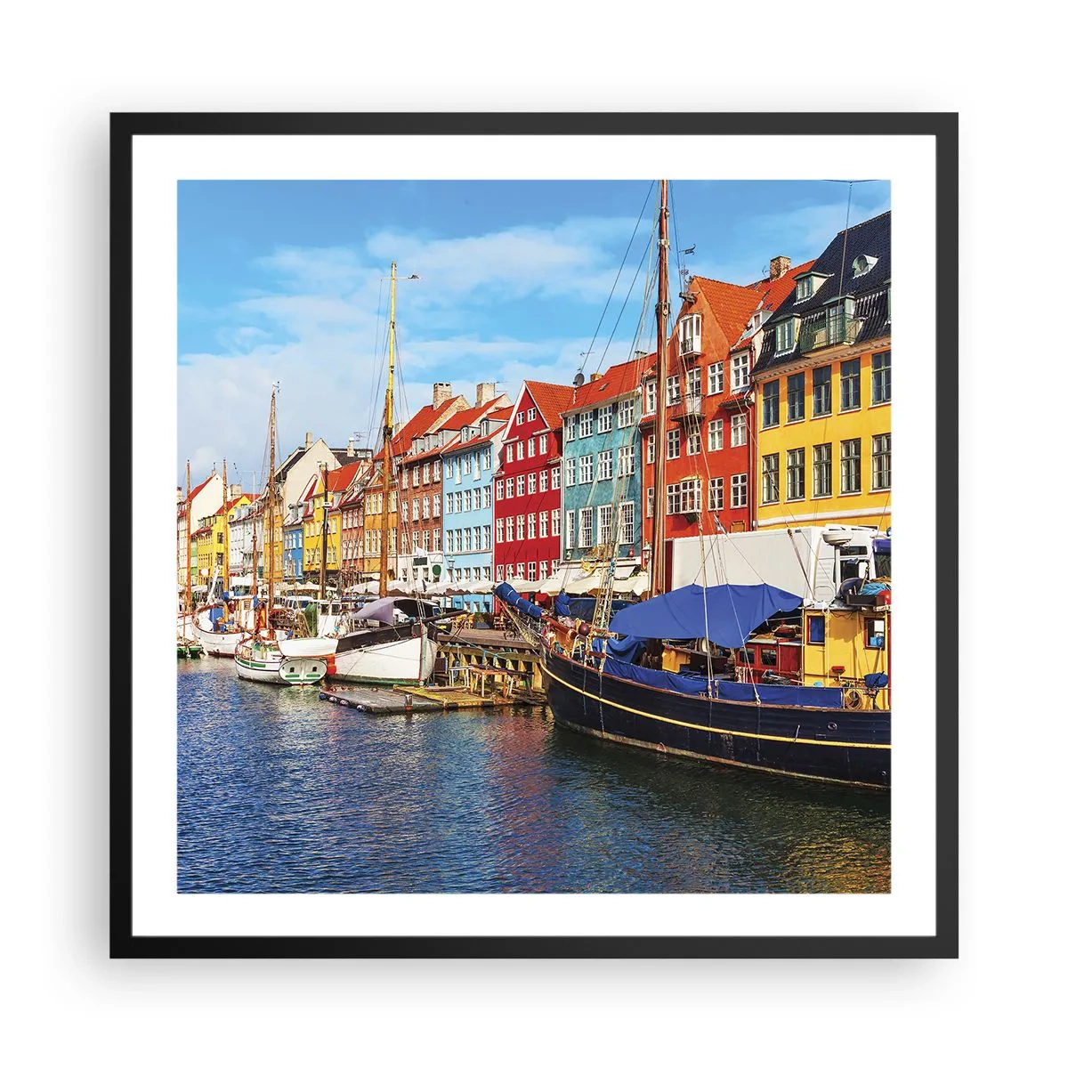 Póster en marco negro - Muelle alegre - 60x60 cm