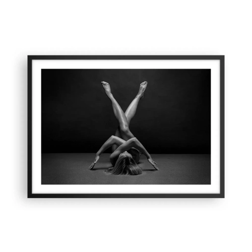 Póster en marco negro - Una interpretación artística de una mujer en blanco y negro. - 70x50cm - Geometría al desnudo - Decoración de pared moderna para salón y dormitorio ARTTOR
