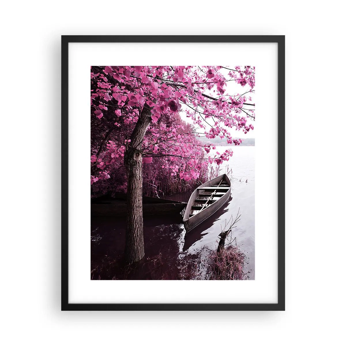 Póster en marco negro - En el silencio rosa - 40x50 cm