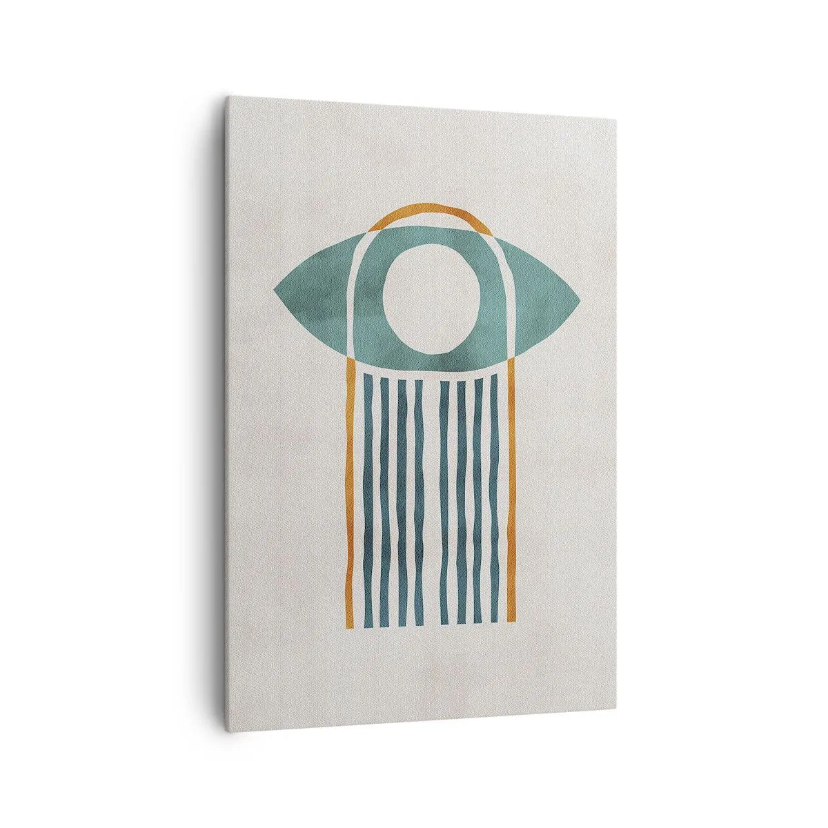 Cuadro sobre lienzo - Impresión de Imagen - Patrón geométrico en tonos verdes y naranjas. - 70x100cm - Signos y rituales - Decoración de pared moderna para salón y dormitorio ARTTOR