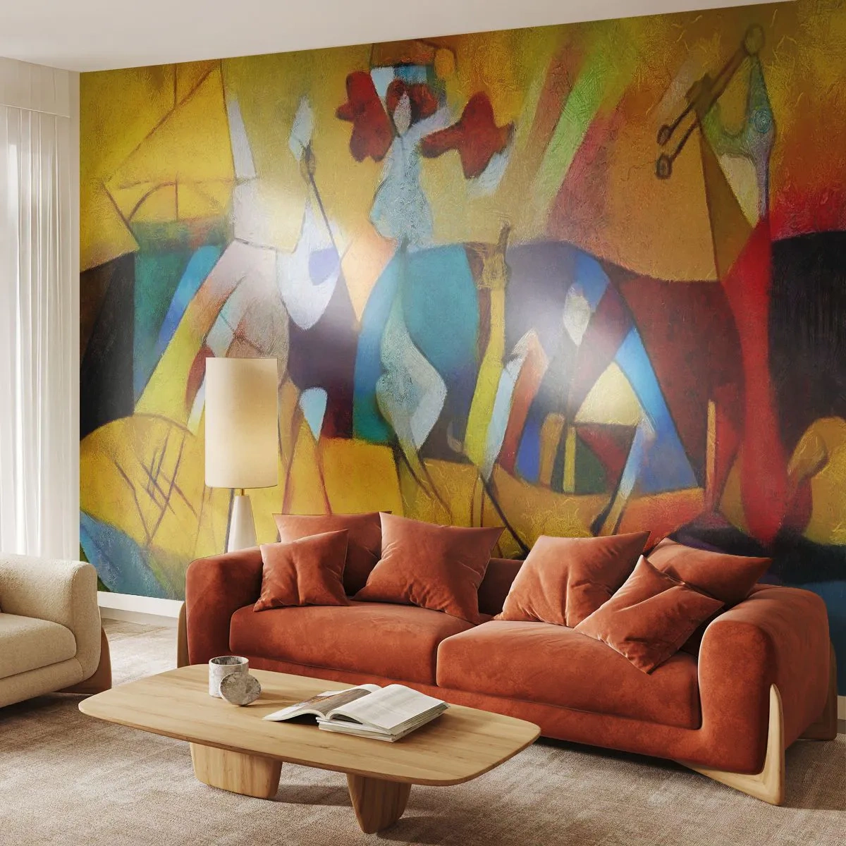 Fotomural Standard Eco - Sol - vida - alegría - animales, África, Cubismo - 200x140 cm