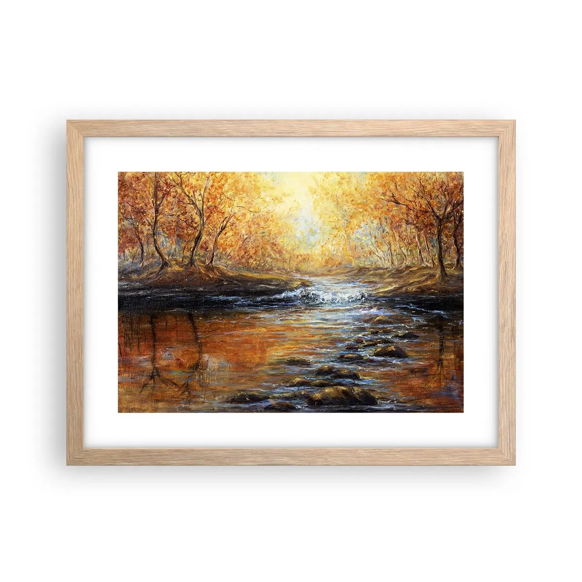 Póster en marco roble claro - Arroyo de oro - 40x30 cm