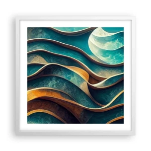 Póster en marco blanco - Meandros de azul - 50x50 cm