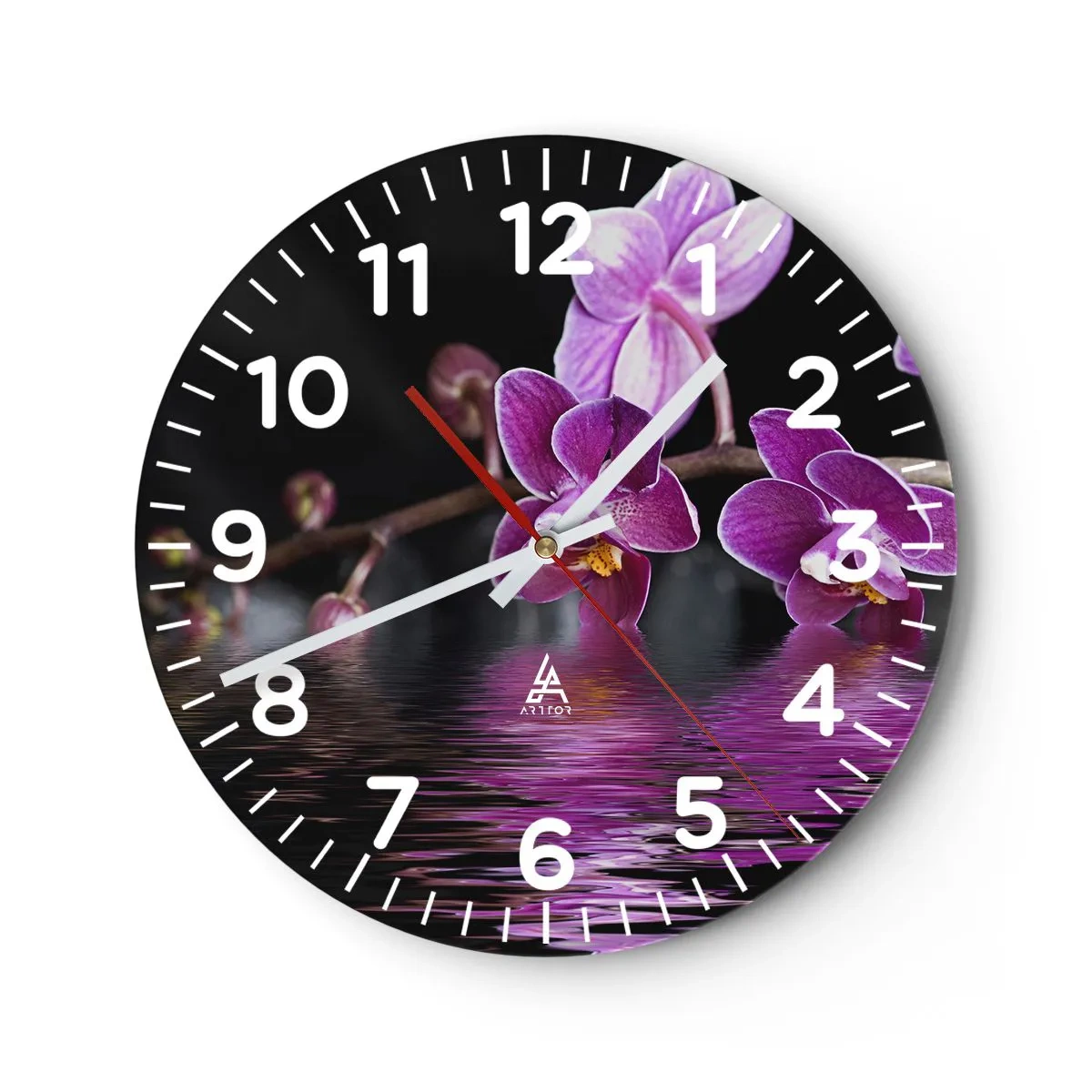 Reloj de pared - Reloj de vidrio - Un reflejo lila de la belleza - 30x30 cm
