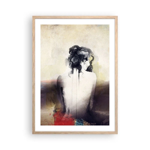 Póster en marco roble claro - Líneas suaves, formas ovaladas - 50x70 cm