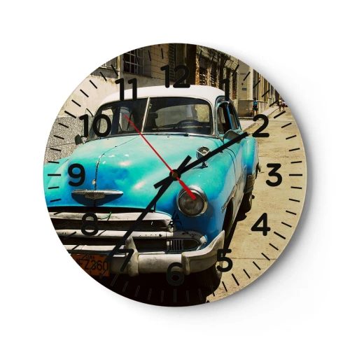 Reloj de pared - Reloj de vidrio - ¡Viva Cuba! - 30x30 cm