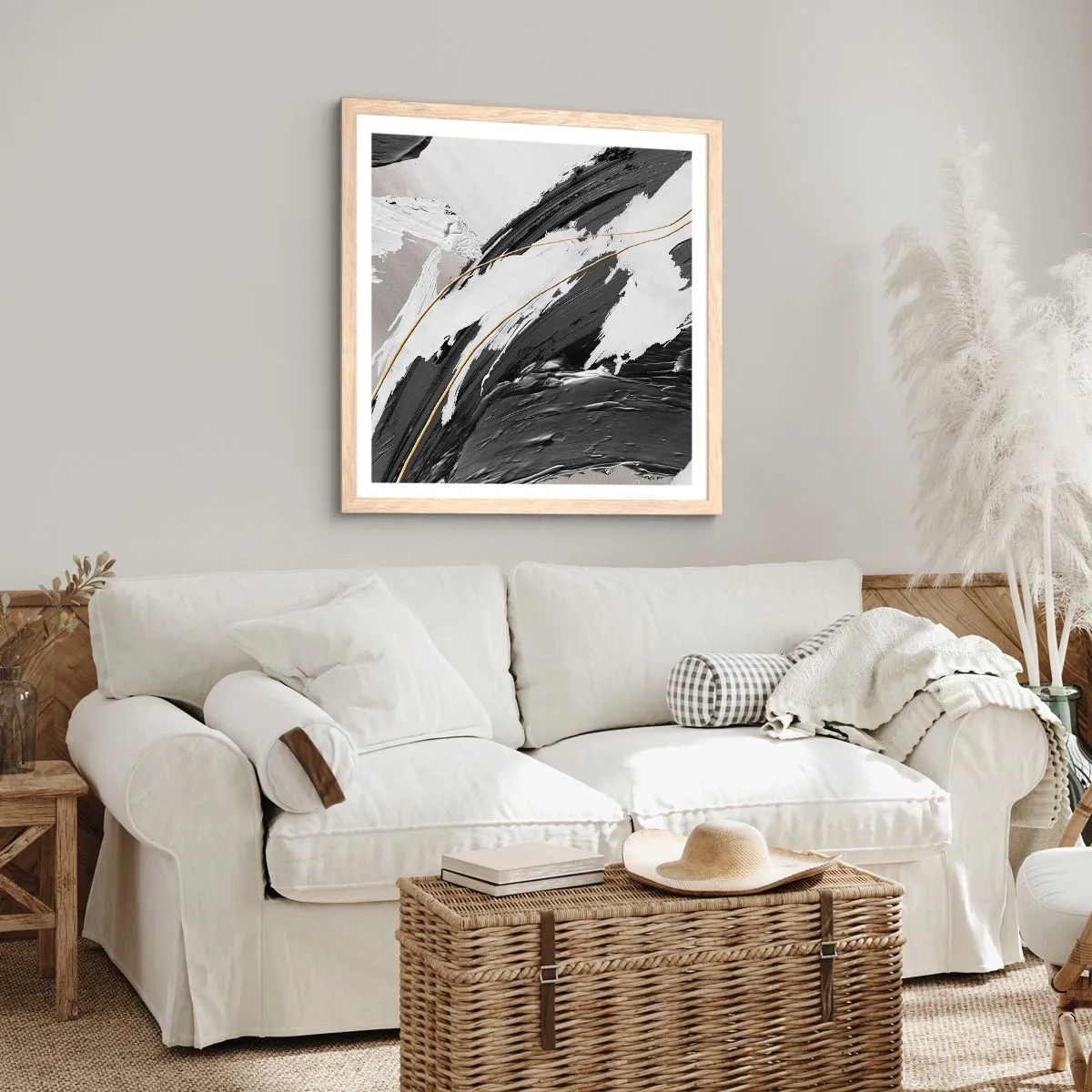 Póster en marco roble claro - Abstracción con estilo - 50x50 cm