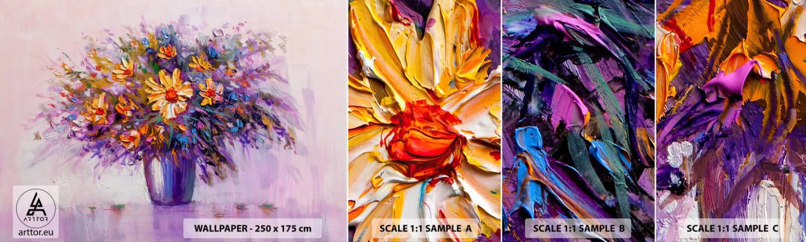 Muestra de fotomural autoadhesivo Deluxe Sticker - Huele dulce, parece dulce - Flores en un florero, Pedazo, Ramo de flores - 100x30 cm