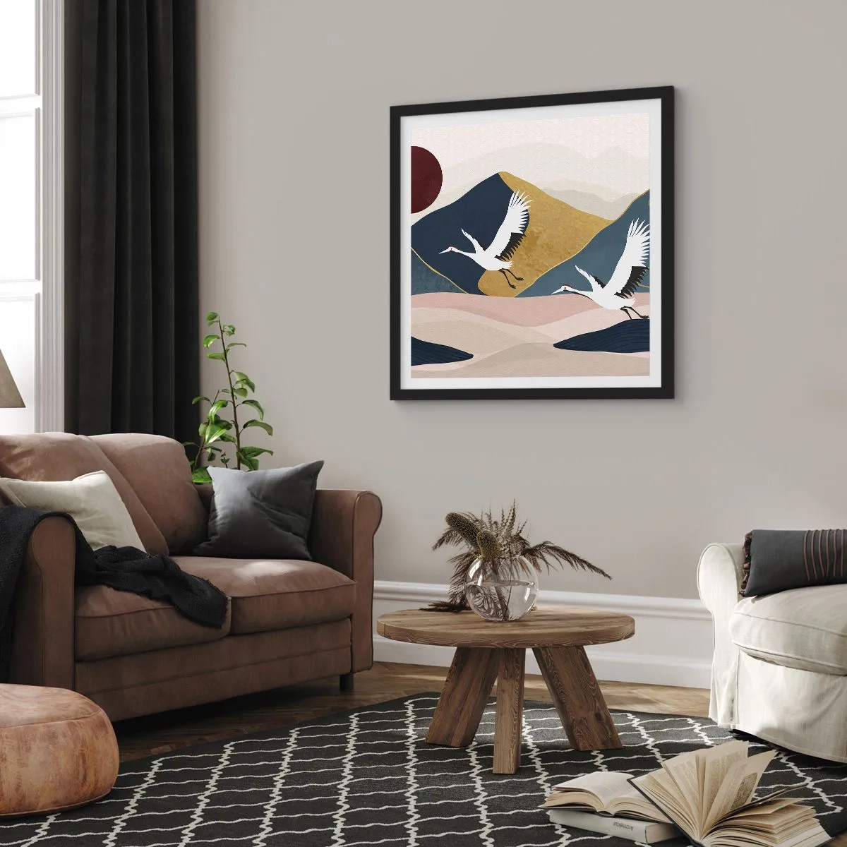 Póster en marco negro - Y el día ha vuelto a pasar volando - 60x60 cm